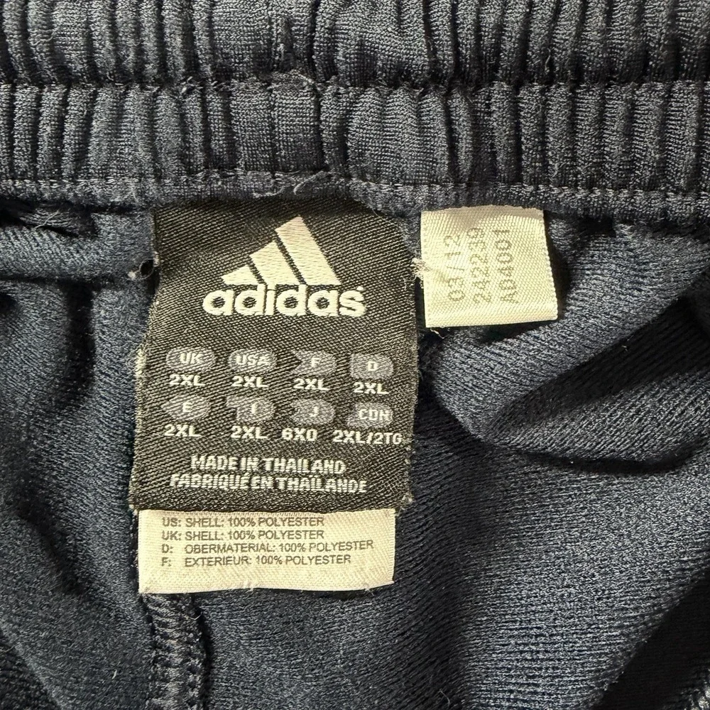Vintage Adidas Track Pants Mens 2x XXL Navy Blue Stripe‎ Poly Dazzle